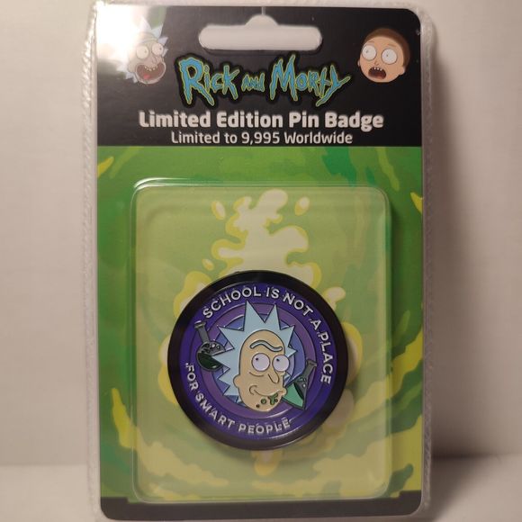 Rick & Morty School Is Not A Place For Smart People Enamel Pin Official Badge - Picture 1 of 4